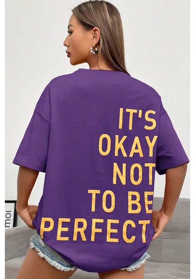 Unisex It's Okay Baskılı Tasarım Tshirt Mor