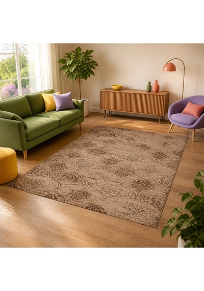 Kartela Halı Liva Halı Jüt Taban Dokuma Halı Kahverengi - 60 X 90 Cm
