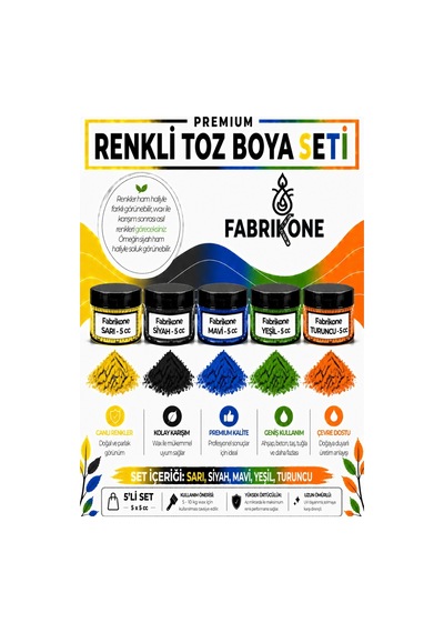 5'li Set Premium Parafin Soya Wax Toz Mum Boyası Hobi Seti - 5 Cc Sarı, Siyah, Mavi, Yeşil, Turuncu Bkfab5srsmyt5g Karışık
