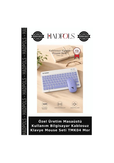 Özel Üretim Masaüstü Kullanım Bilgisayar Kablosuz Klavye Mouse Seti Tmk04 Mor