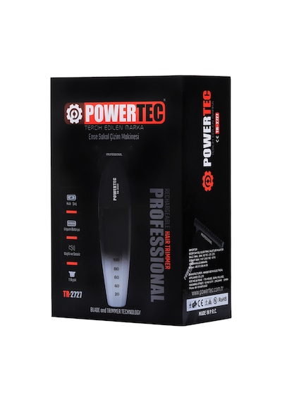 Powertec TR-2727 Black Profesyonel Type-C Şarjlı Sakal Ense Çizim Tıraş Makinesi