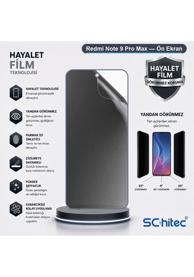Note 9 Pro Max Uyumlu Ön Yüzey Hayalet Privacy Hidrojel Ekran Koruyucu 58646760