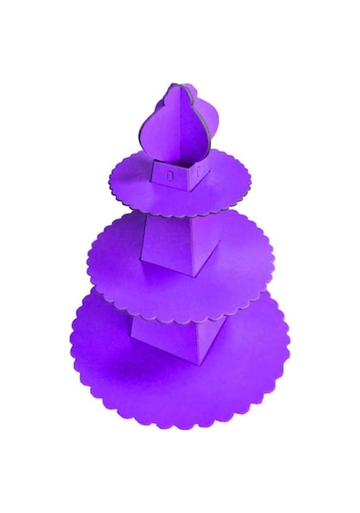 Karton Kek Standı 3 Kat 30cm Mor Mor