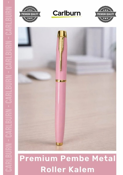 Kalem Hediye Promosyon Lazer Baskı Logo Uygulanabilir Metal Gövde Premium Pembe Metal Roller Kalem