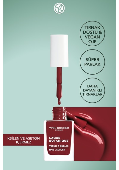 Yves Rocher Laque Botanique Ultra Parlak Renkli Vegan Oje - 33 Bordo Tırnak Dostu & Vegan