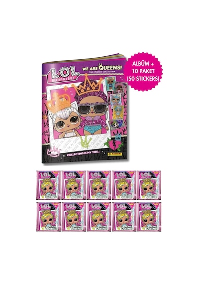 Toyika Panini Lisanslı L.o.l Lol Surprise Mega Başlangıç Paketi Album + 10 Paket 50 Stickers Çıkartma