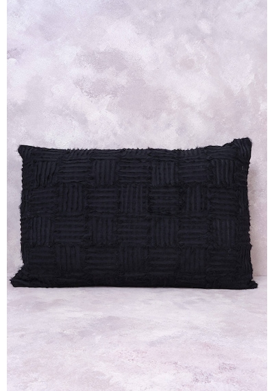 Peraluna Foam Pıllow Şifon Şerit Triko Yastık Kılıfı 60x40 Cm Siyah - Siyah