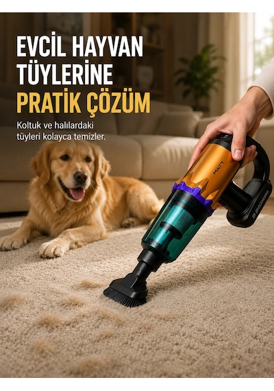 Yüksek Çekiş Gücüne Sahip Şarjlı El Süpürgesi Araç Ve Ev Kullanımına Uygun Belirtilmemiş