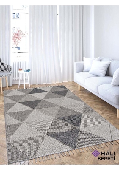Enti Bukle 1401 Gri Iskandinav Halı Kesme Yolluk Salon Halı Koridor Oturma Odası Halısı Gri