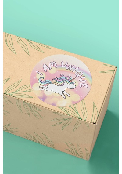 I Am Unique Koşan Unicorn Sticker 3x3cm St2212 Çok Renkli