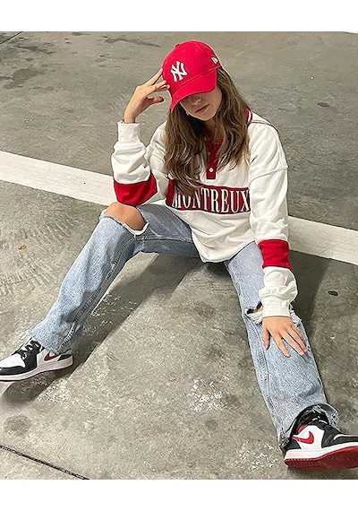 Unisex Kırmızı Renk Beyaz Logo Beyzbol Ny New York Şapka - Unisex Kırmızı