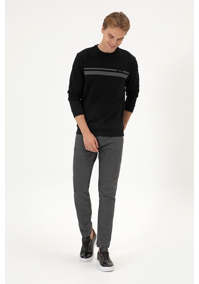 U.S. Polo Assn. Erkek Regular Fit Bisiklet Yaka Siyah İnce Sweatshirt 50313801-VR046