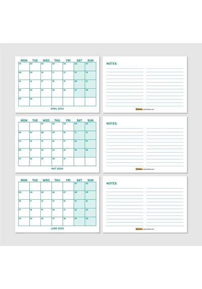 Yeşil Renkli Aylık Planlama 2027 Takvim, 2027 Masa Takvimi, Green Color Monthly Planner Calendar