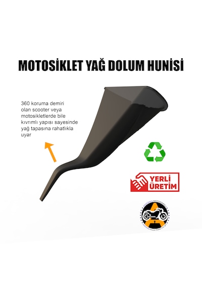 Akgüneş Motogaraj Motosiklet Ve Otomobiller İçin Yağ Dolum Hunisi 360 Derece Koruma Demirli Motorlara Uyumlu