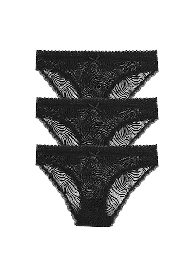 Suwen 3lü Dantelli Slip Külot St0049601361 Siyah
