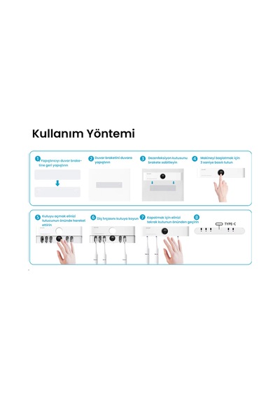 Şarj Edilebilir Diş Fırçası Tutacağı Ve Sensörlü Uv Sterilizatör Philips Led Teknolojisi Mavi - 691785145 Mavi