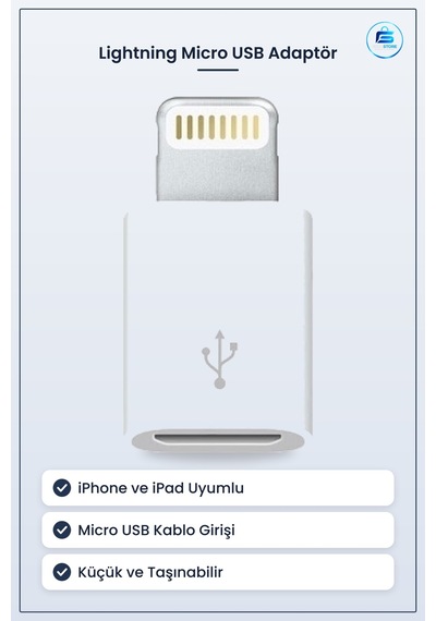 Micro Usb Lightning Dönüştürücü Adaptör Apple iPhone Apple iPad Uyumlu Otg Aparatı B