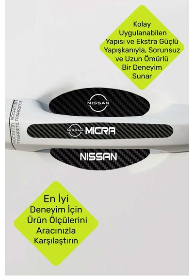 Premium Nissan Micra Karbon Desenli Kapı Kolu Koruyucu Seti Çizilmelere Karşı Dayanıklı 8 Parça