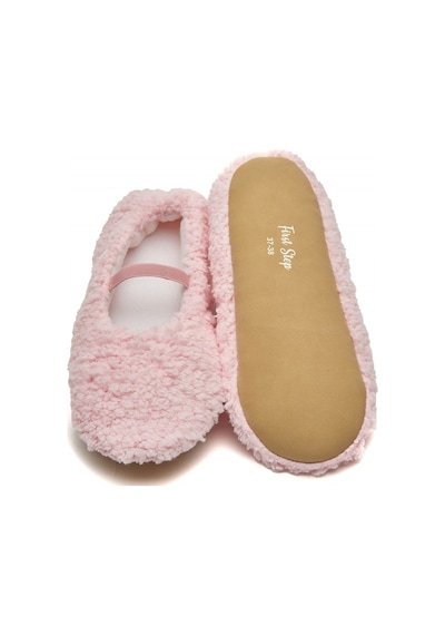 First Step Suni Yünlü Peluş Pembe Anne Terlik ve Bebek Panduf (Terlik ve Panduf Ayrı Satılmaktadır) Pembe