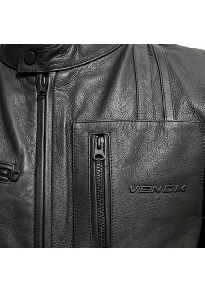 Venom Motosiklet Montu Mustang Siyah Deri 4 Mevsim %100 Leader Motorcu Mont