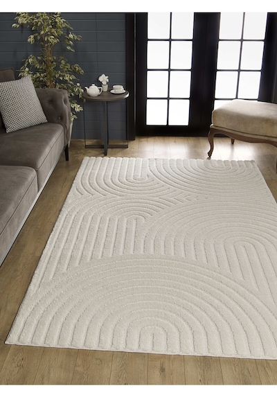 Mariesse Home Elit Bukleli Yumuşak Peluş Post Shaggy Çocuk Odası Oturma Odası Salon Mutfak Halısı 0635a Krem