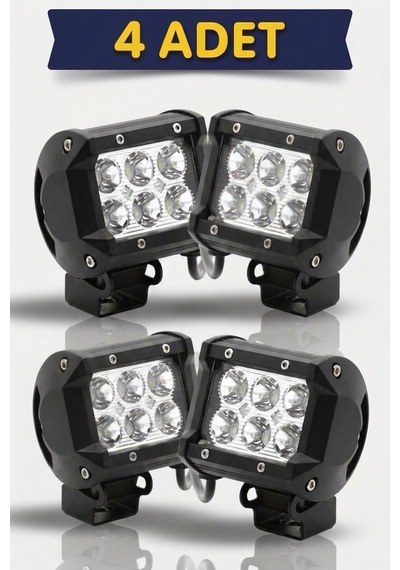 4 Adet Sıs Lamba Off Road Projektor 10-30v 6 Led Cakarlı Beyaz