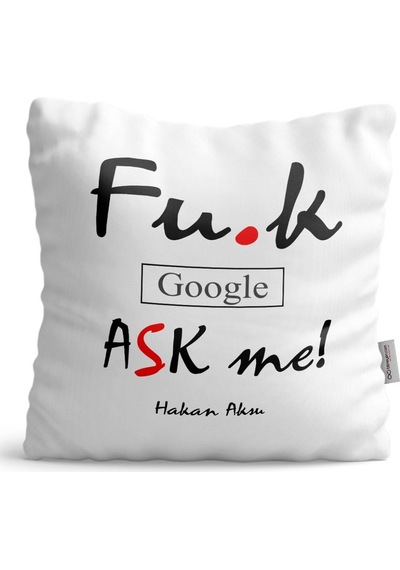 Kişiye Özel Google Bana Sor Beyaz Saten Yastık - 1