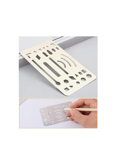 Silgi Şablonu Metal 5.5x8.5 Cm 1 Adet Paslanmaz Çelik Silgi Şablonu Çizim Şablonu Cetveli Mimari Mühendislik Genel