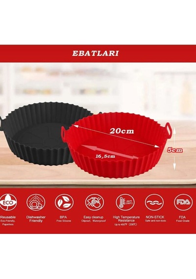 2 Parça Pratik Silikon Airfryer Pişirme Kağıdı Siyah/kırmızı Yonca Fırın Mikrodalga Kalıbı Hh Siliko Diğer