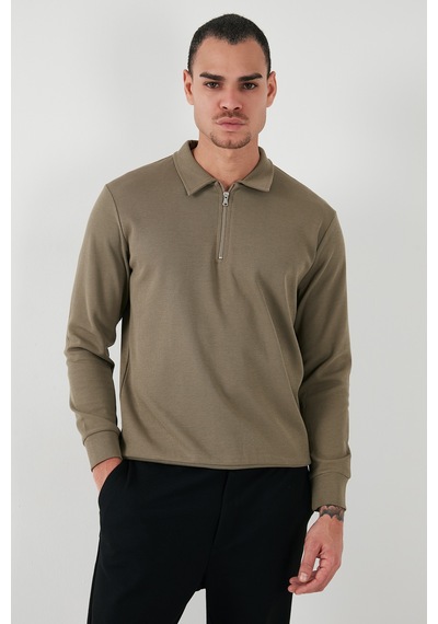 Buratti Pamuklu Regular Fit Yarım Fermuarlı Polo Yaka Erkek Sweat 5905805 Vizon Yeşili Buratti Pamuklu Regular Fit Yarım Fermuarlı Polo Yaka Erkek Sweat 5905805 Vizon Yeşili