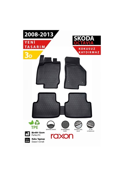 Skoda Octavia 2008-2013 3d Havuzlu Paspas Tam Uyumlu Su Geçirmez, Kaymaz