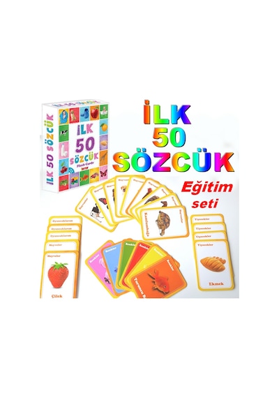 Ilk 50 Sözcük Flash Cards Eğitici Kartlar Çocuk Eğitim