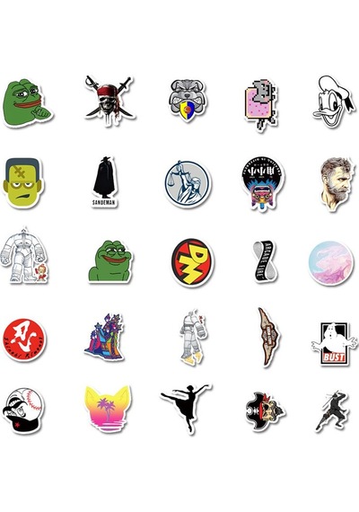 Cajuart 50 Adet Tekrarsız Karışık Stil Modern Pvc Sticker 016
