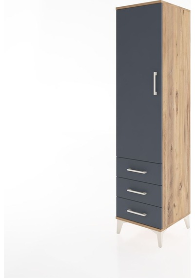Hyperion Dolap Tek Raflı 3 Çekmeceli Tek Askılı 44x44x182 Çam... Çam