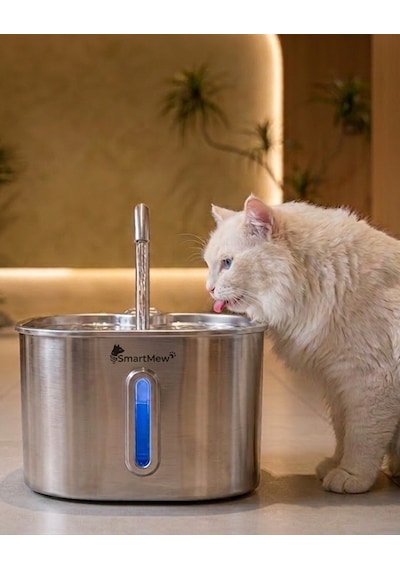 2.2l Otomatik Kedi Köpek Için Paslanmaz Çelik Su Pınarı Su Seviyesi Göstergeli, Sessiz Su Sebili Ve Su Çeşmesi