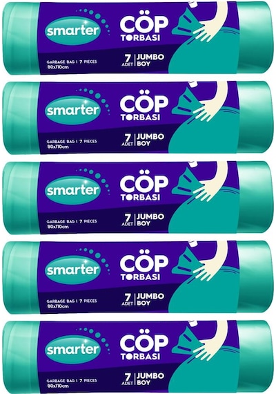 Smarter 5'li Jumbo Boy Çöp Torbası 80 x 110 CM Çöp Poşeti