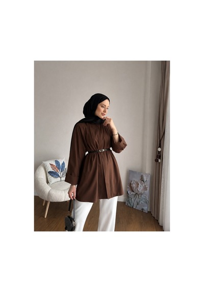 Unika Boutique Kemer Detaylı Gömlek Kahverengi