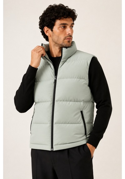 Maison Rae Erkek Mint Yeşili, Nova Kumaş, Dik Yaka, Su Ve Rüzgâr Dirençli, Puffer Yelek