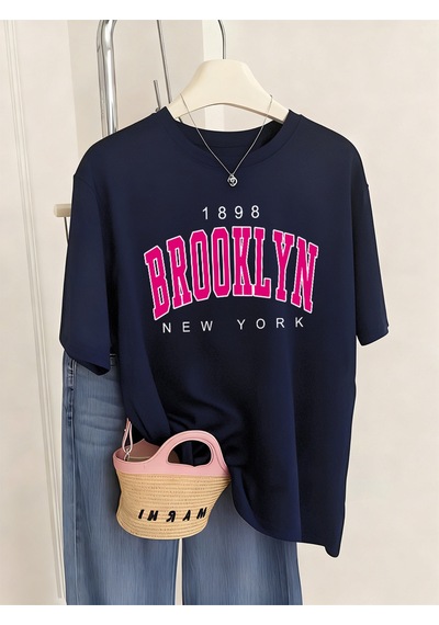 Noıssey Urban Pop Graphic Kadın Tişört Koleksiyonukod 5483 Lacivert