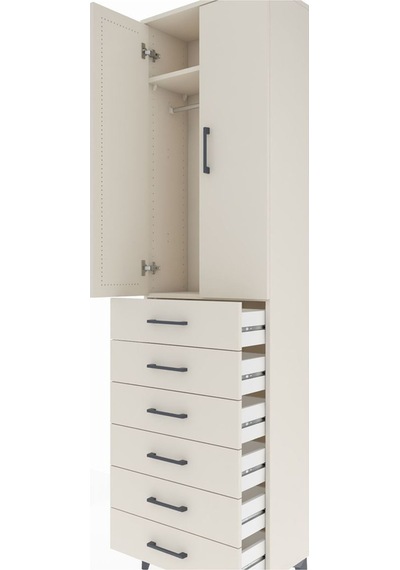 Arges Dolap 2 Raflı 6 Çekmeceli Tek Askılı 60x30x221 Aytaşı-a... Aytaşı