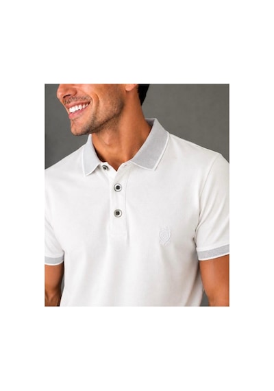 Roballi Erkek Çekmeyen Pamuklu Kumaş Kıvrılmaz Polo Yaka T-shirt Beyaz