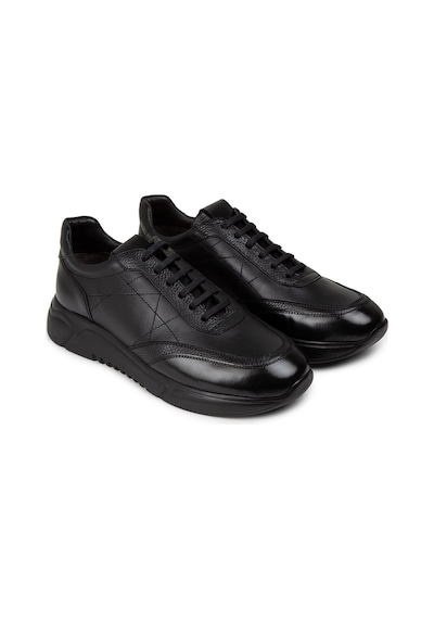 Deery Hakiki Deri Siyah Erkek Sneaker Ayakkabı - 01962Msyhe01 Siyah