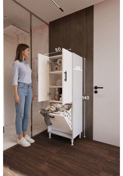 Orkide Çamaşır Sepetli 2 Kapaklı Çok Amaçlı Dolap Banyo Kirli Çamaşır Dolabı Beyaz Orkide Çamaşır Sepetli 2 Kapaklı Çok Amaçlı Dolap Banyo Kirli Çamaşır Dolabı Beyaz