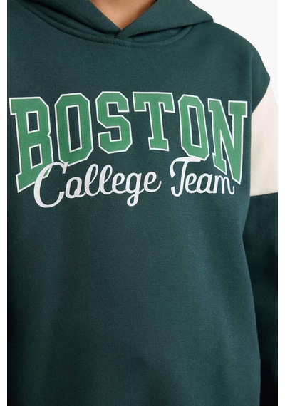Defacto Kapüşonlu Baskılı İçi Yumuşak Tüylü Sweatshirt Erkek Çocuk G5553a825cwgn536 Yeşil-gn536