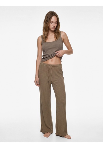 Koton Viskon Karışımlı Beli Lastikli Pijama Altı Kahverengi 6slk40005mk