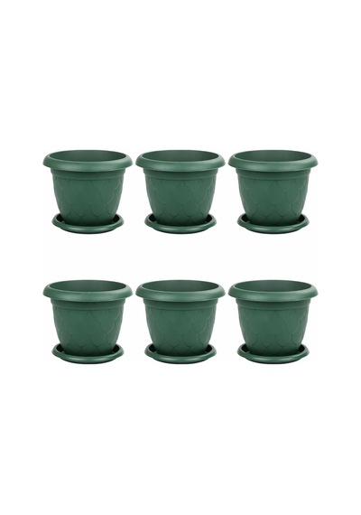 So-d010 Damla Desen Tabaklı Saksı Takımı 25 Litre No:10 Yeşil 6 Adet