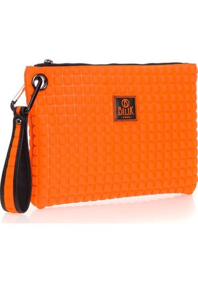 Bilik Deri Turuncu Kumaş Kadın Portföy & Clutch Çanta Melis