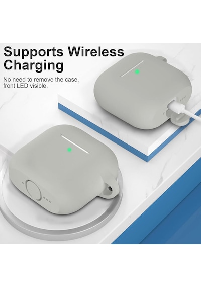 Apple Uyumlu AirPods 4. Nesil Kılıf Standart Yumuşak Silikon Kılıf Gri