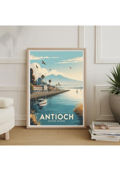 Vintage Tarzı Antakya Amerika Birleşik Devletleri Seyahat Posteri Manzaralı Retro Şehir Manzarası Duvar Sanatı