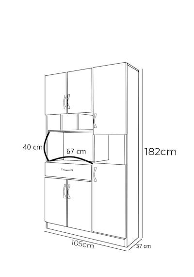 Ae-3080 Anka Beyaz Çok Amaçlı Mutfak Dolabı & Banyo Dolabı 6 Kapa